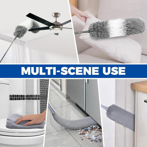 4 Pcs Dusters for Cleaning, 2 in 1 Microfiber Dusters and Retractable Gap Dust Cleaner with 1 Microfiber Dusting Cloths Long Handle 30-100 Inches ...